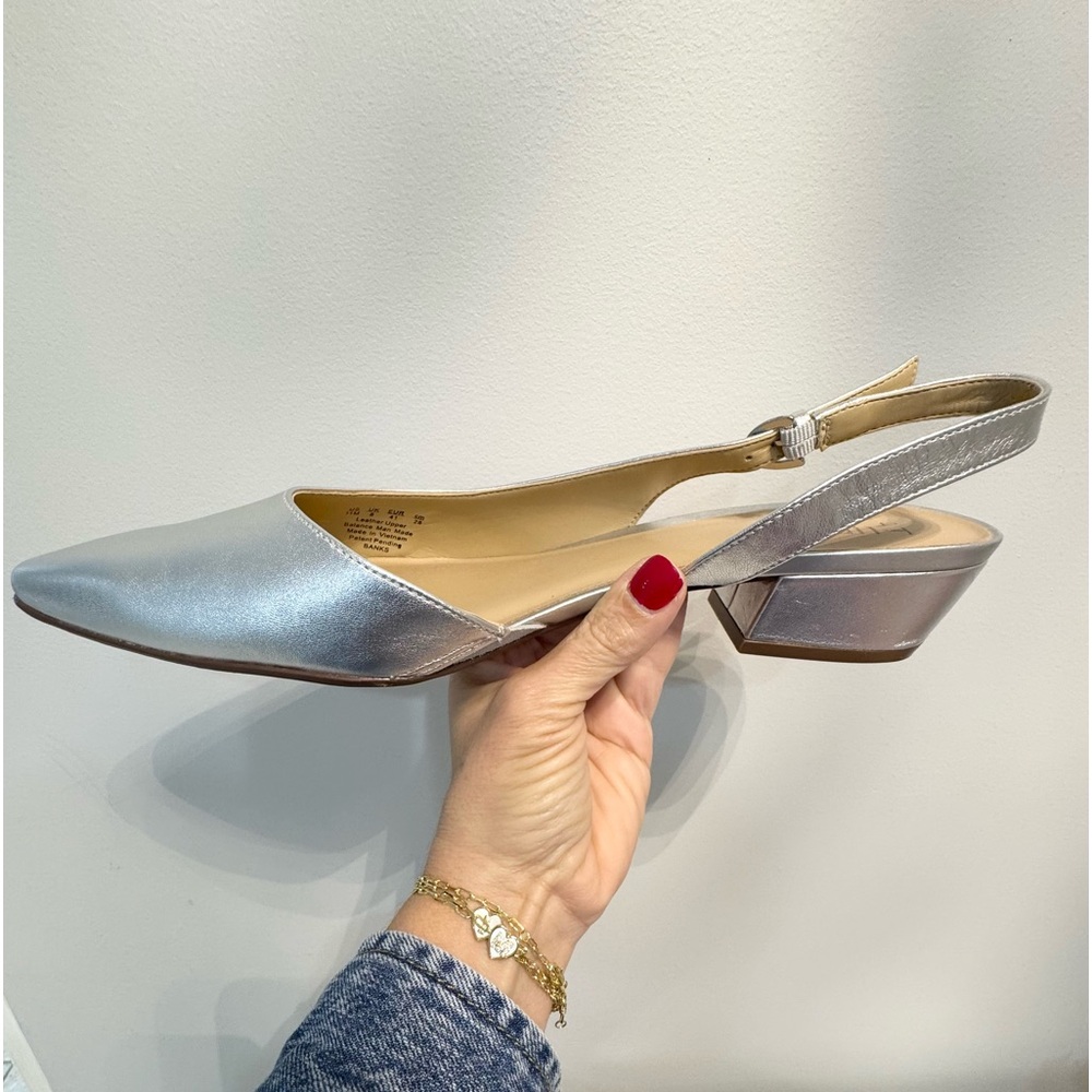 Naturalizer Silver Women's Slingback Heels - Picture 3 of 8